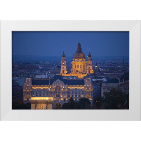 Hungary, Budapest St Stephens Cathedral White Modern Wood Framed Art Print by Zuckerman, Jim