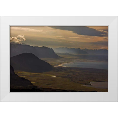 Iceland, Snaefellsnes Sunset bathes the coast White Modern Wood Framed Art Print by Grall, Don