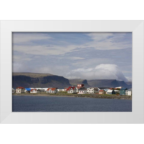 Iceland, Patreksfjordur Small town White Modern Wood Framed Art Print by Grall, Don