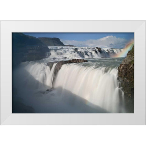 Iceland The Hvita River and Gullfoss waterfall White Modern Wood Framed Art Print by Grall, Don