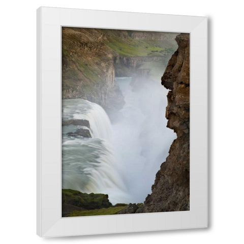 Iceland The Hvita River and Gullfoss waterfall White Modern Wood Framed Art Print by Grall, Don