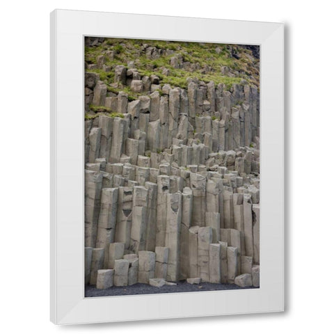 Iceland Columnar basalt formations White Modern Wood Framed Art Print by Grall, Don
