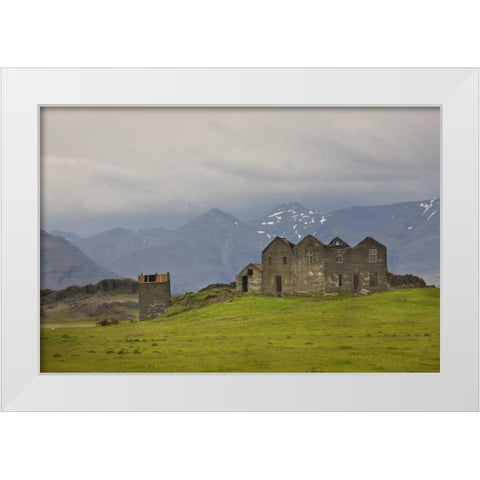 Iceland Abandoned farmhouse on a hill White Modern Wood Framed Art Print by Grall, Don
