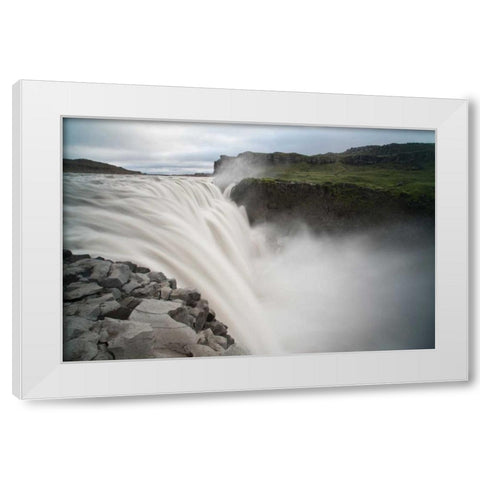 Iceland, Jokulsargljufur NP Dettifoss Waterfall White Modern Wood Framed Art Print by Grall, Don