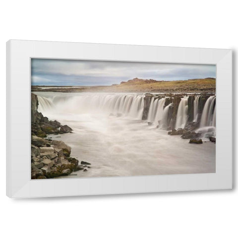 Iceland, Jokulsargljufur NP Selfoss Waterfall White Modern Wood Framed Art Print by Grall, Don