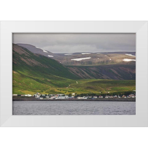Iceland, HusavIk City and surrounding mountains White Modern Wood Framed Art Print by Grall, Don