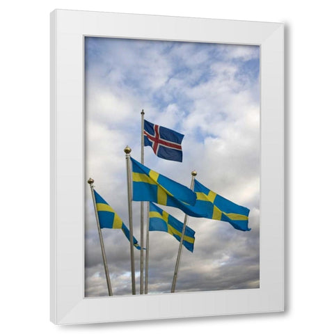 Iceland The national flag of Norway and Sweden White Modern Wood Framed Art Print by Grall, Don
