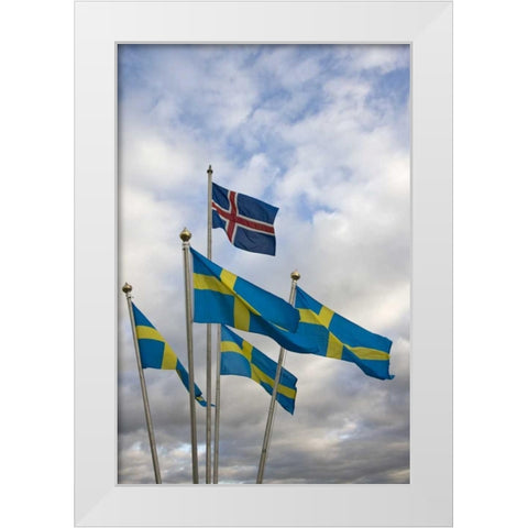 Iceland The national flag of Norway and Sweden White Modern Wood Framed Art Print by Grall, Don