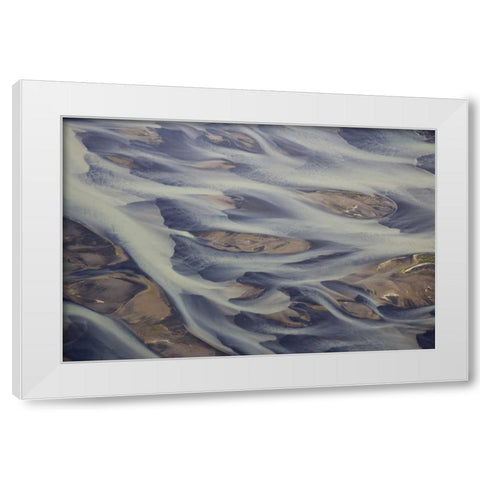 Iceland, Reykjavik Aerial of Holsa River delta White Modern Wood Framed Art Print by Anon, Josh