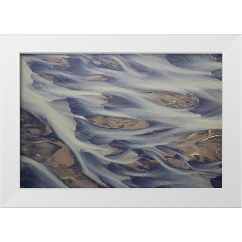 Iceland, Reykjavik Aerial of Holsa River delta White Modern Wood Framed Art Print by Anon, Josh