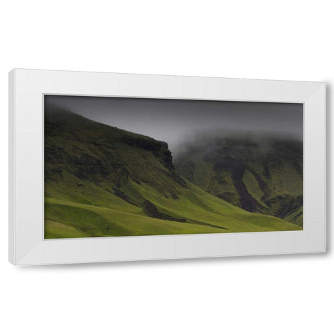 Iceland Misty mountainside landscape White Modern Wood Framed Art Print by Young, Bill