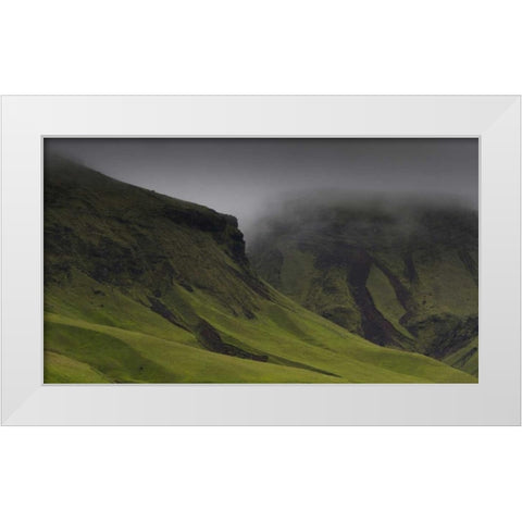 Iceland Misty mountainside landscape White Modern Wood Framed Art Print by Young, Bill