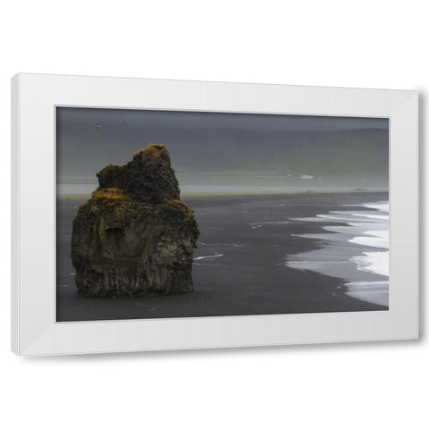 Iceland, Vik black sand beach on rainy day White Modern Wood Framed Art Print by Young, Bill