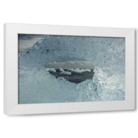 Iceland Icebergs viewed through hole in ice White Modern Wood Framed Art Print by Illg, Cathy and Gordon