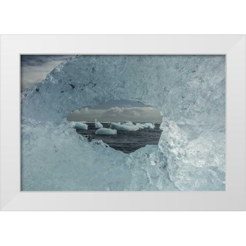 Iceland Icebergs viewed through hole in ice White Modern Wood Framed Art Print by Illg, Cathy and Gordon