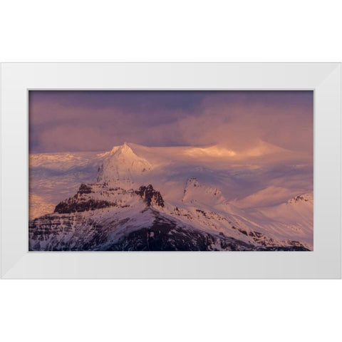 Iceland Landscape of glacier at sunset White Modern Wood Framed Art Print by Young, Bill