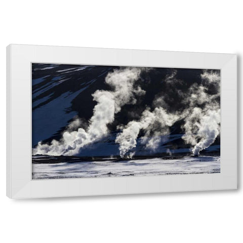 Iceland, Hverir Geothermal steam vents White Modern Wood Framed Art Print by Young, Bill