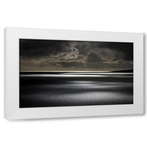 Iceland, Hvalfjordur Sunlight on ocean White Modern Wood Framed Art Print by Young, Bill