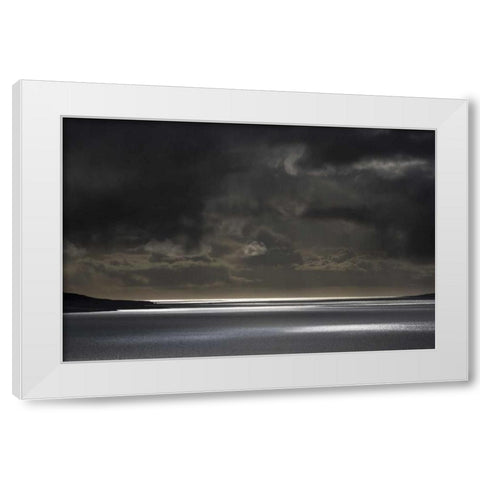 Iceland, Hvalfjordur Sunlight on ocean White Modern Wood Framed Art Print by Young, Bill