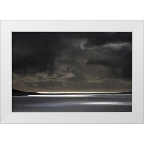 Iceland, Hvalfjordur Sunlight on ocean White Modern Wood Framed Art Print by Young, Bill