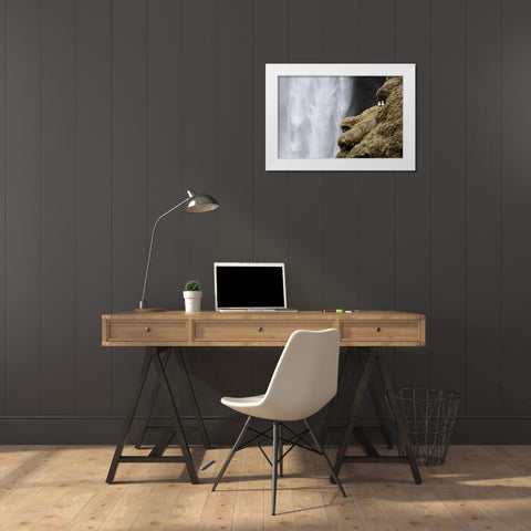 Iceland Close-up of Skogafoss waterfall White Modern Wood Framed Art Print by Young, Bill