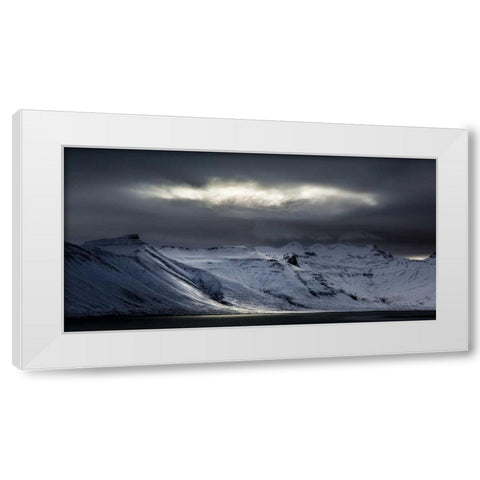 Iceland Sunlight bursts through storm clouds White Modern Wood Framed Art Print by Young, Bill