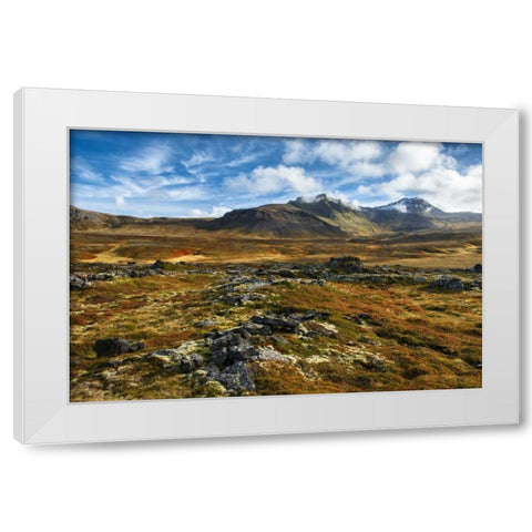 Iceland, Snaefellsnes Peninsula Autumn landscape White Modern Wood Framed Art Print by Kirkland, Dennis