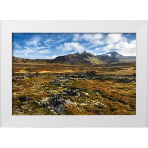 Iceland, Snaefellsnes Peninsula Autumn landscape White Modern Wood Framed Art Print by Kirkland, Dennis