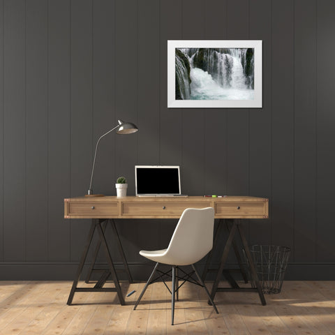 Sigoldu Waterfall-Iceland White Modern Wood Framed Art Print by Su, Keren
