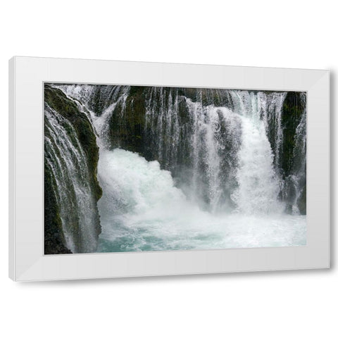 Sigoldu Waterfall-Iceland White Modern Wood Framed Art Print by Su, Keren