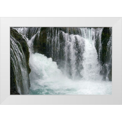 Sigoldu Waterfall-Iceland White Modern Wood Framed Art Print by Su, Keren