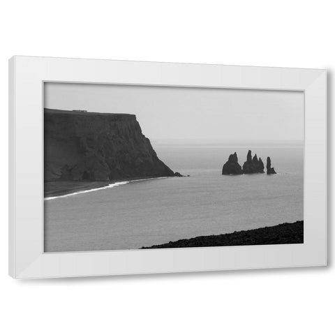 Rocks in the ocean-Dyrholaey-Vik-Iceland White Modern Wood Framed Art Print by Su, Keren