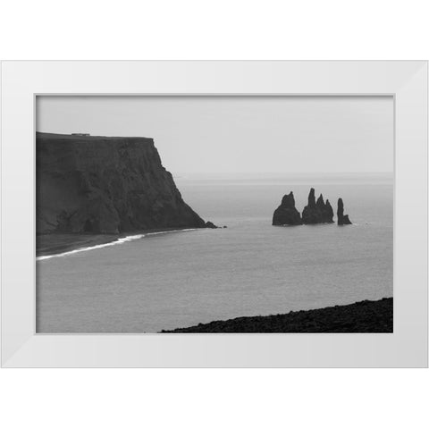 Rocks in the ocean-Dyrholaey-Vik-Iceland White Modern Wood Framed Art Print by Su, Keren