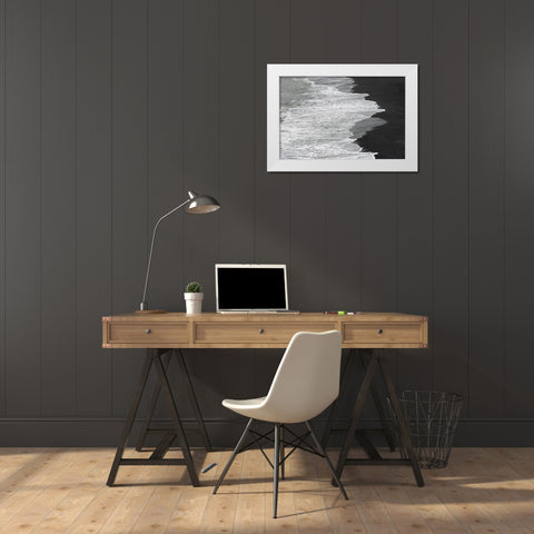 Beach at Dyrholaey-Vik-Iceland White Modern Wood Framed Art Print by Su, Keren