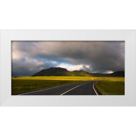 Winding road-Vik-Iceland White Modern Wood Framed Art Print by Su, Keren