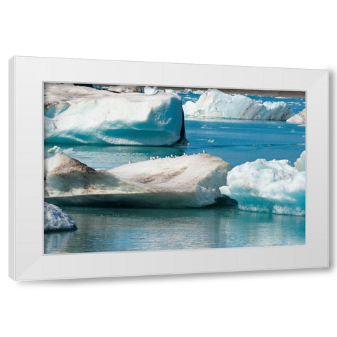 Icebergs in Jokulsarlon Glacial Lagoon-Iceland White Modern Wood Framed Art Print by Su, Keren