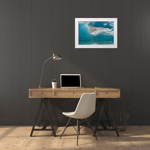 Birds on icebergs in Jokulsarlon Glacial Lagoon-Iceland White Modern Wood Framed Art Print by Su, Keren
