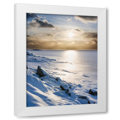 Landscape in the eastern fjords of Iceland between Hofn and Djupivogur Iceland White Modern Wood Framed Art Print by Zwick, Martin