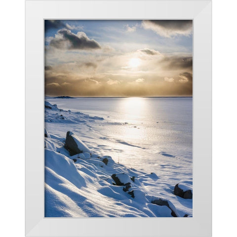 Landscape in the eastern fjords of Iceland between Hofn and Djupivogur Iceland White Modern Wood Framed Art Print by Zwick, Martin