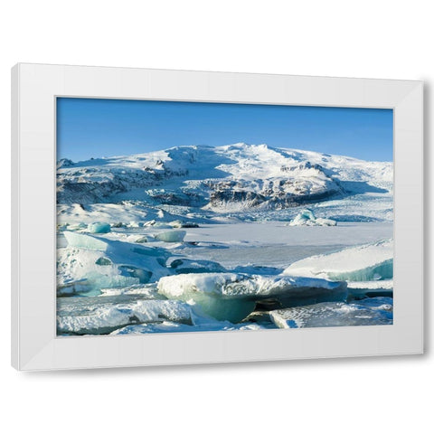 Glacier Fjallsjoekull and frozen glacial lake Fjallsarlon in Vatnajokull National Park White Modern Wood Framed Art Print by Zwick, Martin