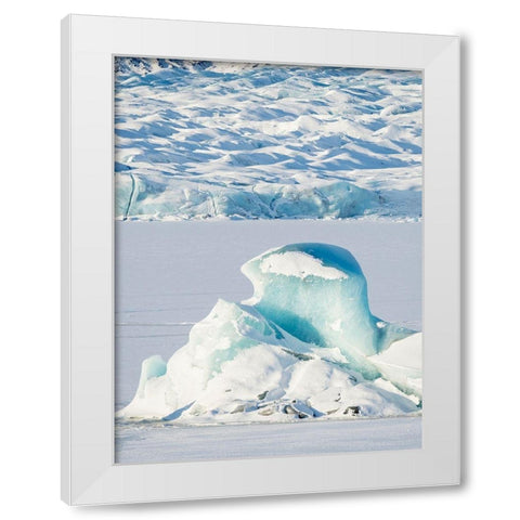 Glacier Fjallsjoekull and frozen glacial lake Fjallsarlon in Vatnajokull National Park White Modern Wood Framed Art Print by Zwick, Martin