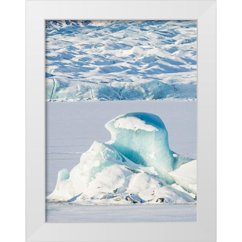 Glacier Fjallsjoekull and frozen glacial lake Fjallsarlon in Vatnajokull National Park White Modern Wood Framed Art Print by Zwick, Martin