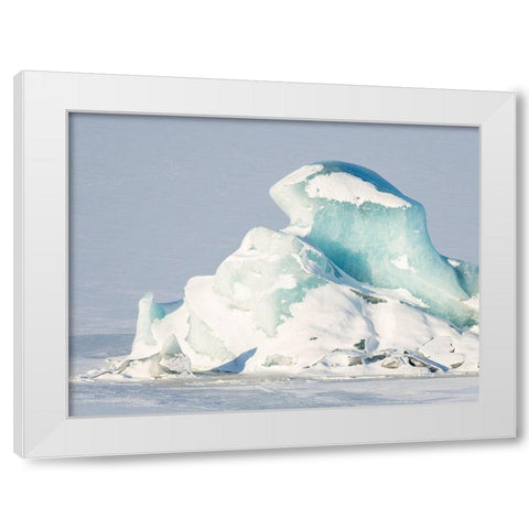 Glacier Fjallsjoekull and frozen glacial lake Fjallsarlon in Vatnajokull National Park White Modern Wood Framed Art Print by Zwick, Martin