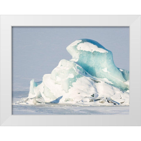 Glacier Fjallsjoekull and frozen glacial lake Fjallsarlon in Vatnajokull National Park White Modern Wood Framed Art Print by Zwick, Martin