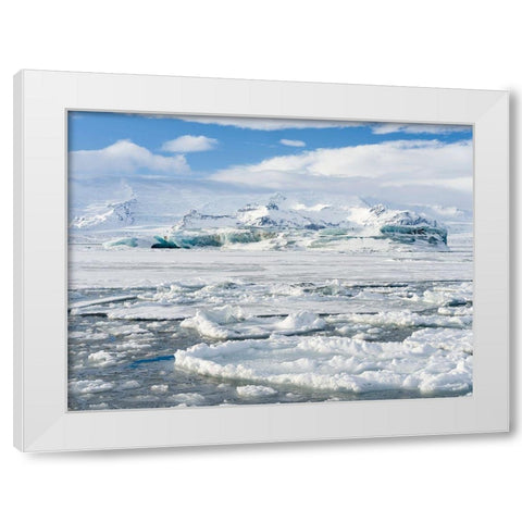 Glacial lagoon Jokulsarlon at Breidamerkurjokullin National Park Vatnajokull during winter White Modern Wood Framed Art Print by Zwick, Martin