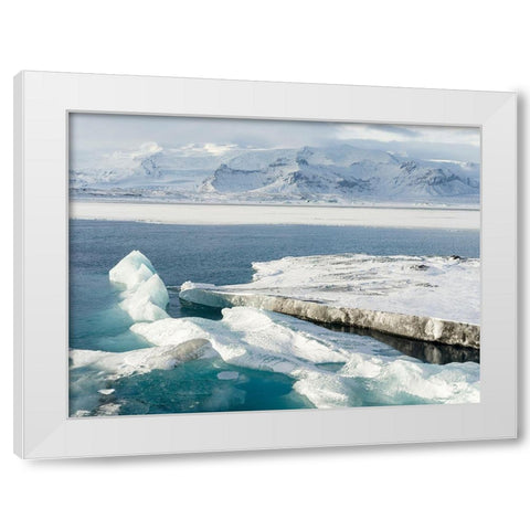 Glacial lagoon Jokulsarlon at Breidamerkurjokullin National Park Vatnajokull during winter White Modern Wood Framed Art Print by Zwick, Martin
