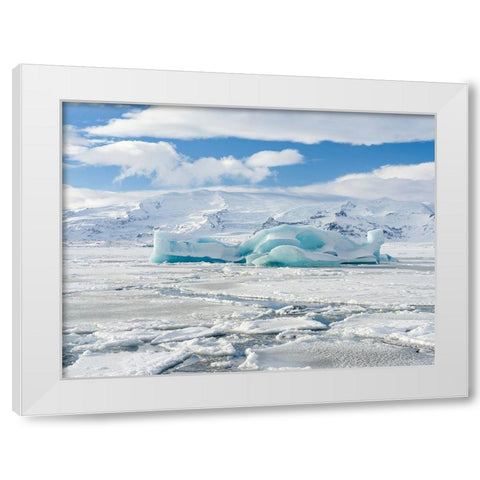 Glacial lagoon Jokulsarlon at Breidamerkurjokullin National Park Vatnajokull during winter White Modern Wood Framed Art Print by Zwick, Martin