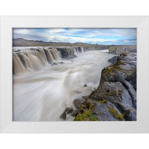 Waterfall Selfoss in the Vatnajokull National Park-Jokulsargljufur- Iceland White Modern Wood Framed Art Print by Zwick, Martin