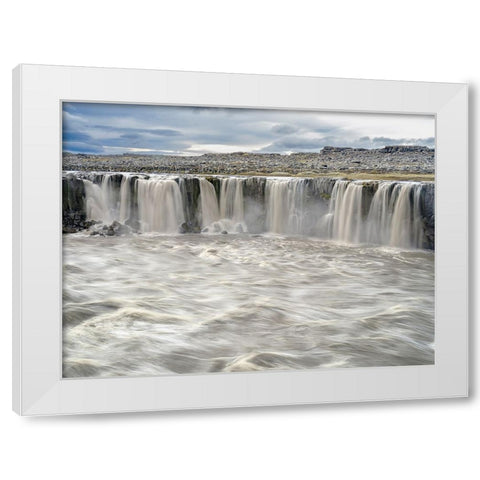 Waterfall Selfoss in the Vatnajokull National Park-Jokulsargljufur- Iceland White Modern Wood Framed Art Print by Zwick, Martin