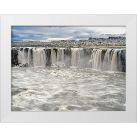 Waterfall Selfoss in the Vatnajokull National Park-Jokulsargljufur- Iceland White Modern Wood Framed Art Print by Zwick, Martin